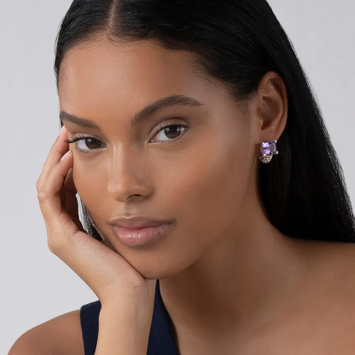LAGOS Earrings Glacier Large Amethyst Huggie Earrings