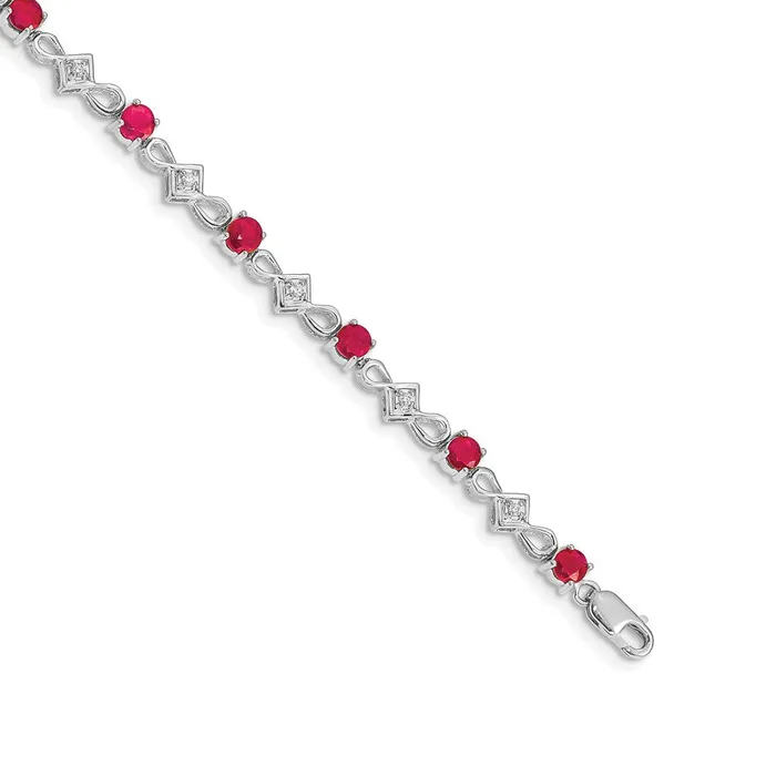 Bracelets goldiaca 14k White Gold Natural Diamond and Ruby Bracelet