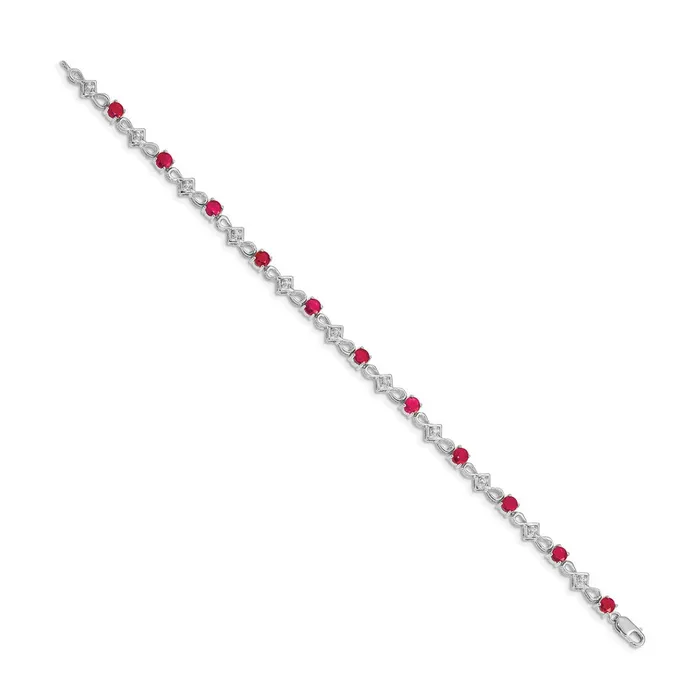 Bracelets goldiaca 14k White Gold Natural Diamond and Ruby Bracelet