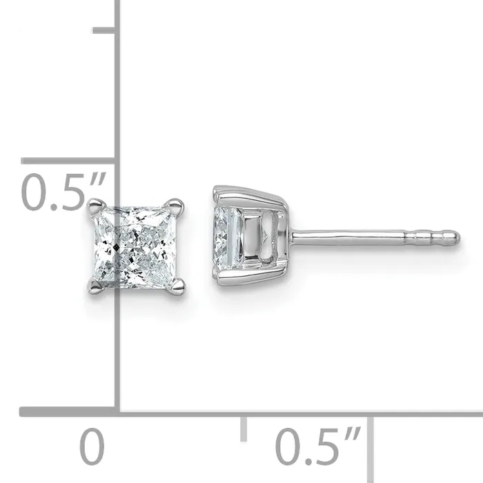 Earrings Goldia 14k White Gold 1 ctw Lab Grown Diamond VSSI G Princess 4 Prong Heavy Wt Stud Earrings