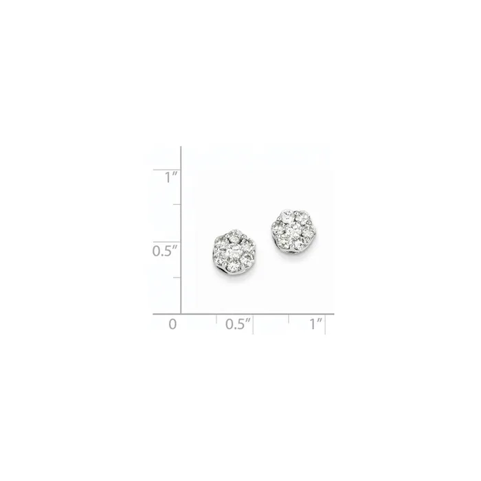 Earrings Goldia 14k White Gold Real Diamond Cluster Screwback Earrings