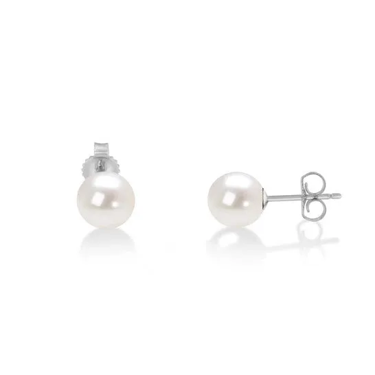 Earrings JMS always Original Haus of Brilliance 14K White Gold Round Freshwater Akoya Cultured 657MM Pearl Stud Earrings AAA Quality Earrings JMS always Original Haus of Brilliance 14K White Gold Round Freshwater Akoya Cultured 657MM Pearl Stud Earrings AAA Quality