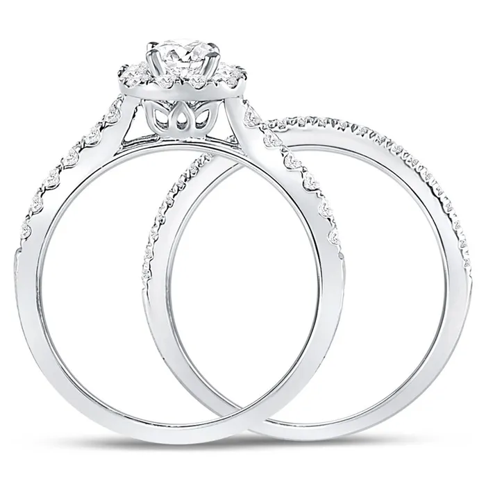 gndatlanta Rings 14k White Gold Round Diamond Bridal Wedding Ring Set 1 Ctw Certified