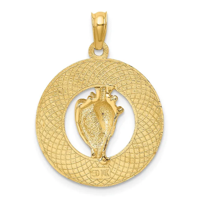 Goldia Charm Necklaces 14k Yellow Gold MARCO ISLAND wConch Shell Circle Charm