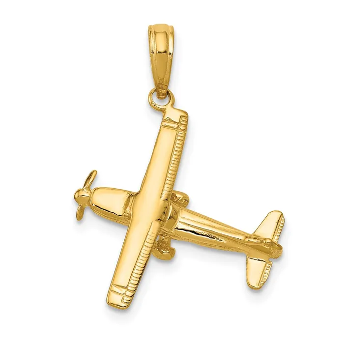 Goldia PreStyled Sets 14k Yellow Gold 3D HighWing Airplane Pendant