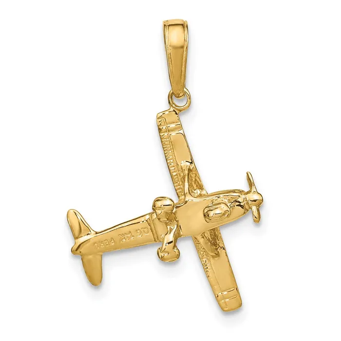 Goldia PreStyled Sets 14k Yellow Gold 3D HighWing Airplane Pendant