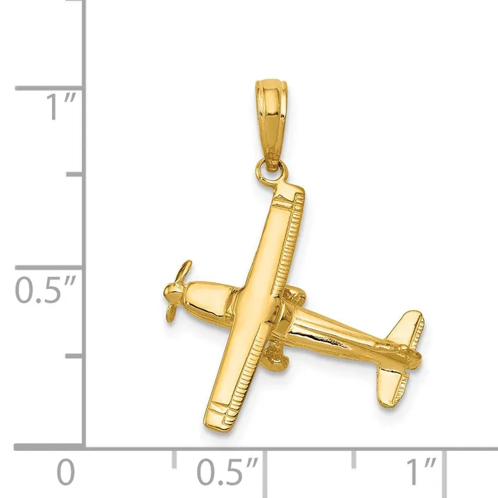 Goldia PreStyled Sets 14k Yellow Gold 3D HighWing Airplane Pendant