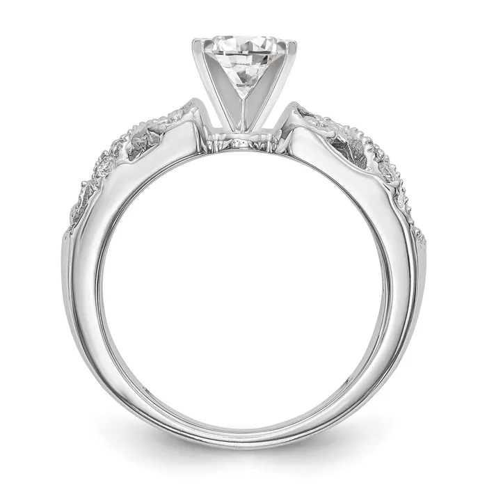 Goldia Rings 007ct CZ Solid Real 14K White Gold Peg Set Engagement Ring