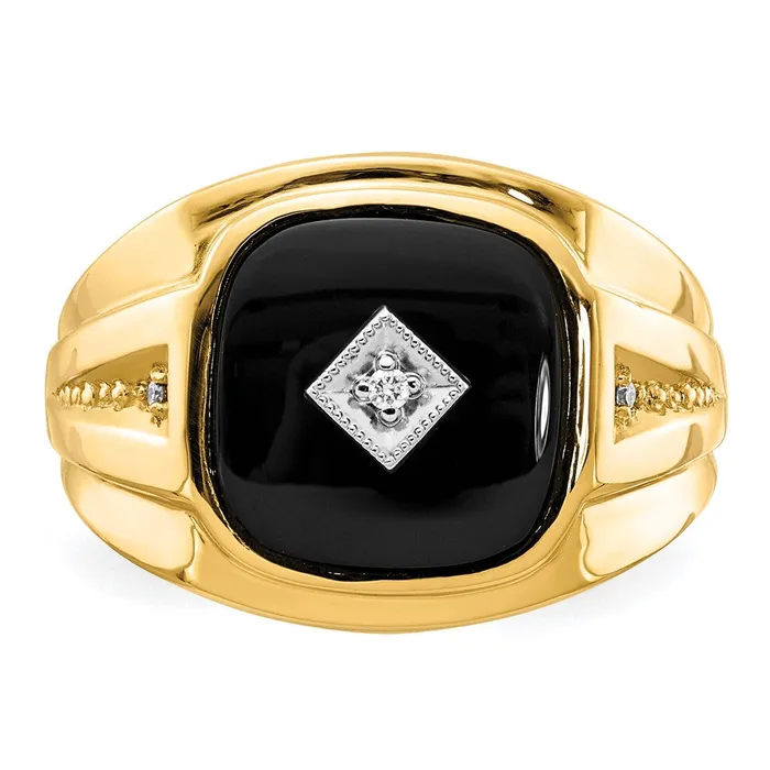 Goldia Rings Solid 14k Yellow Rhodium A Simulated CZ mens Ring