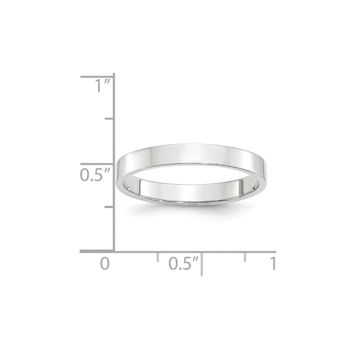 Goldia Rings Solid 18K White Gold 3mm Light Weight Flat MensWomens Wedding Band Ring Size 7