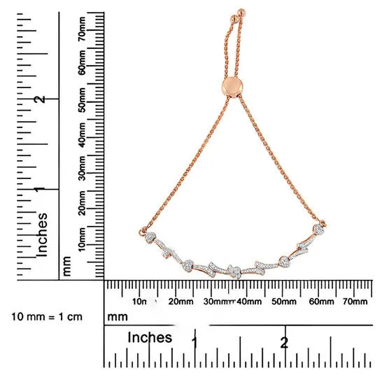 JMS always Bracelets Original 14K Rose Gold Plated 925 Sterling Silver Diamond Accent Heart and Wave Link Bolo Bracelet IJ Color I2I3 Clarity 6 to 9 Adjustable