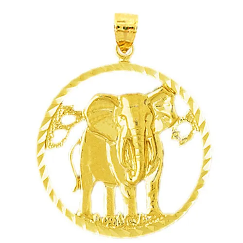 PreStyled Sets Goldia 14K Gold 28MM Encircled Elephant Pendant