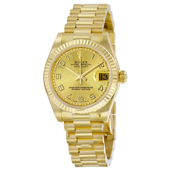 PreStyled Sets JMS always Original Rolex LadyDatejust 31 Champagne Concentric Circle Dial 18K Yellow Gold President Automatic Ladies Watch 178278CCAP PreStyled Sets JMS always Original Rolex LadyDatejust 31 Champagne Concentric Circle Dial 18K Yellow Gold President Automatic Ladies Watch 178278CCAP