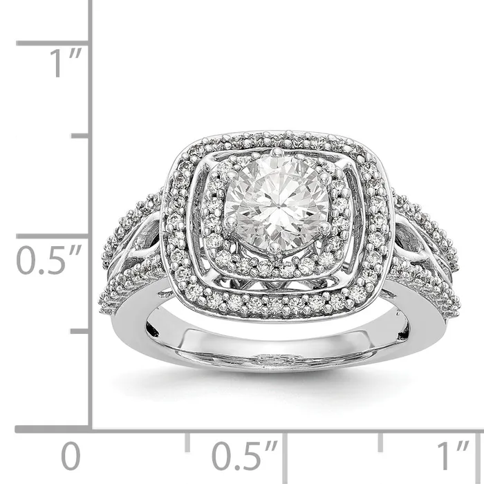 Rings 14K White Gold Simulated Diamond Double Cushion HaloEngagement Ring Goldiacom