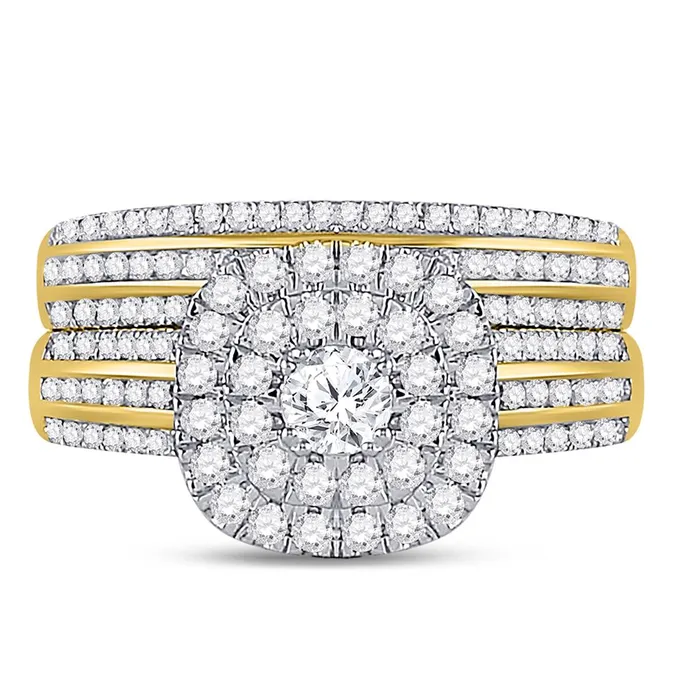 Rings gndatlanta 14k Yellow Gold Round Diamond Bridal Wedding Ring Set 1 Cttw