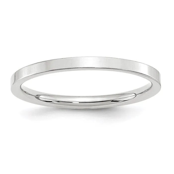 Solid 14K White Gold 2mm Standard Flat Comfort Fit MensWomens Wedding Band Ring Size 9 Goldia Rings