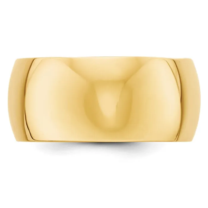 Solid 18K Yellow Gold 10mm Half Round MensWomens Wedding Band Ring Size 55 Goldia Rings