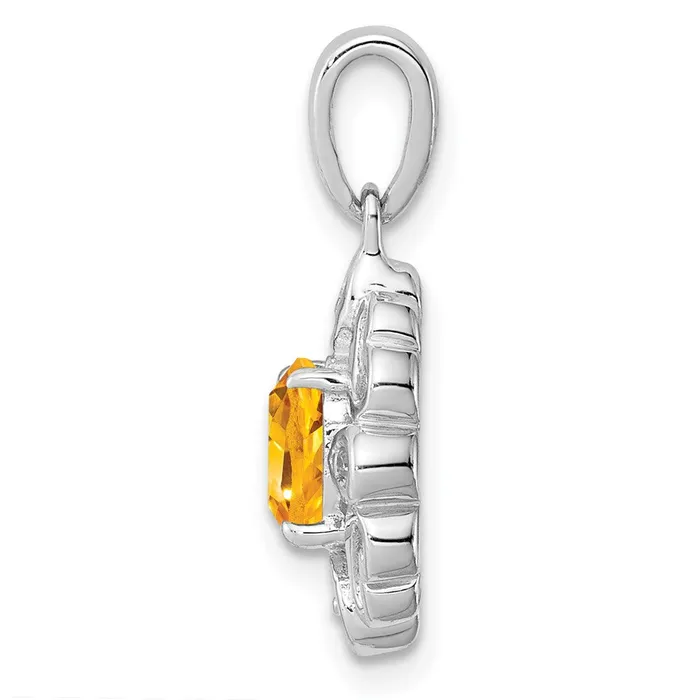 Sterling Silver Rhodium Plated Diamond u0026 Citrine Oval Pendant Goldia Necklaces