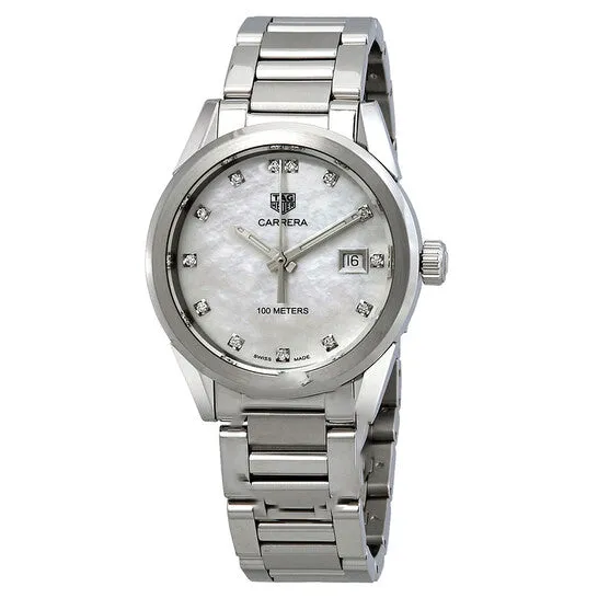 Watches Original Tag Heuer Carrera Diamond Mother of Pearl Dial Ladies Watch WBG1312BA0758 JMS always