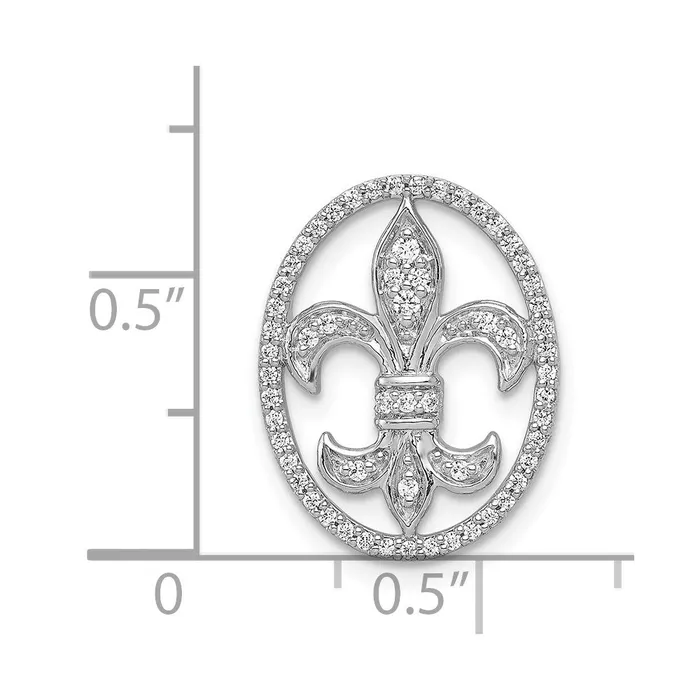14k White Gold Oval 15ct Diamond Fleur de Lis Chain Slide TreasureFineJewelers Necklaces