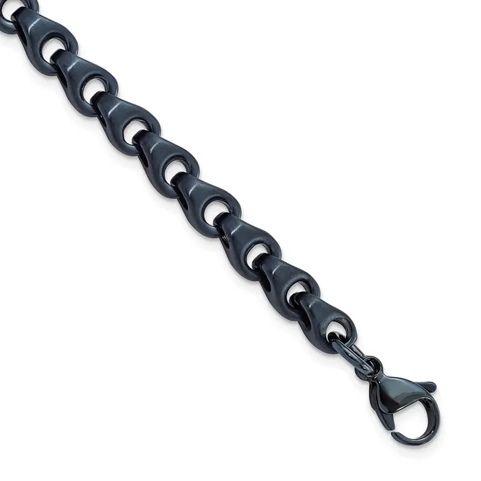 Bracelets TreasureFineJewelers Chisel Stainless Steel Brushed Dark GreyBlue IPplated 575mm 85 inch Bracelet