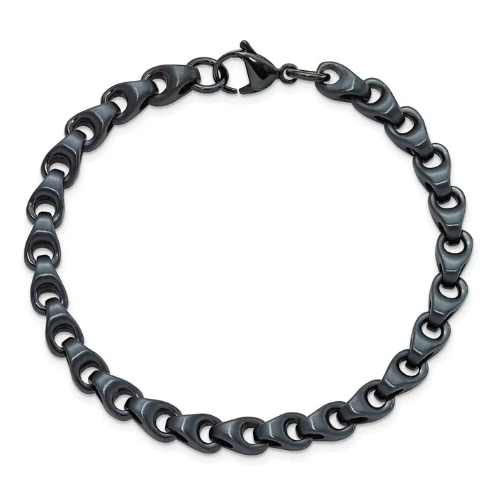 Bracelets TreasureFineJewelers Chisel Stainless Steel Brushed Dark GreyBlue IPplated 575mm 85 inch Bracelet