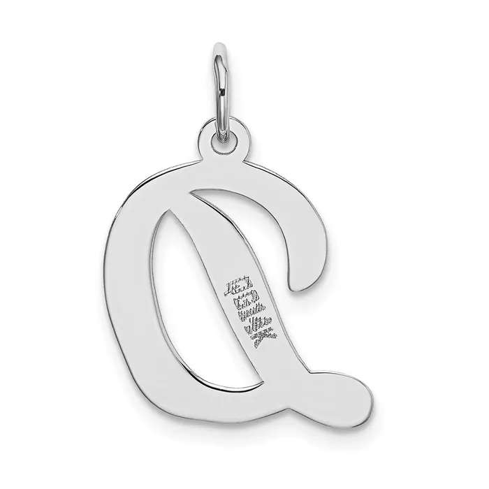 Charm Necklaces TreasureFineJewelers 14k White Gold Large Script Letter D Initial Charm