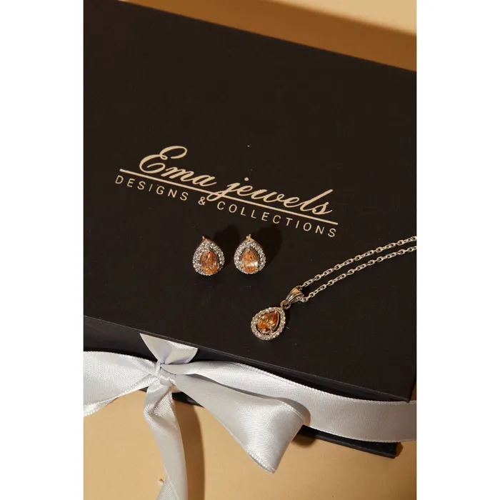 Ema Jewels Necklaces Rhea Sunflower Sterling Silver Necklace Earrings SET