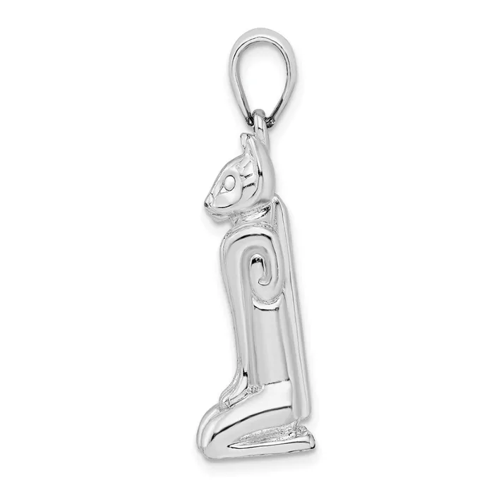 Necklaces Sterling Silver Polished 3D Marco Island Cat Pendant TreasureFineJewelers