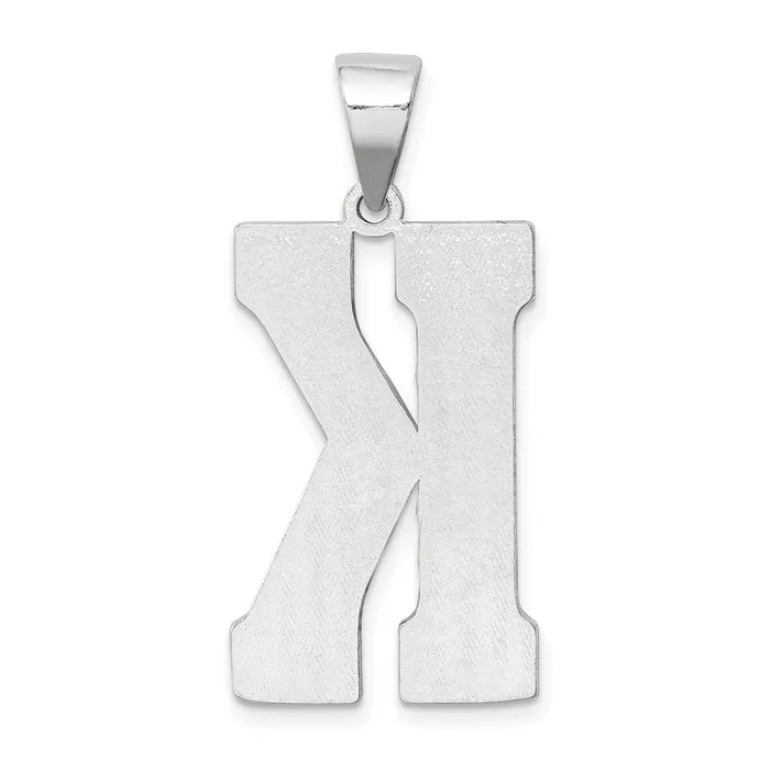 Necklaces TreasureFineJewelers Sterling Silver Rhodiumplated Letter K Initial Pendant