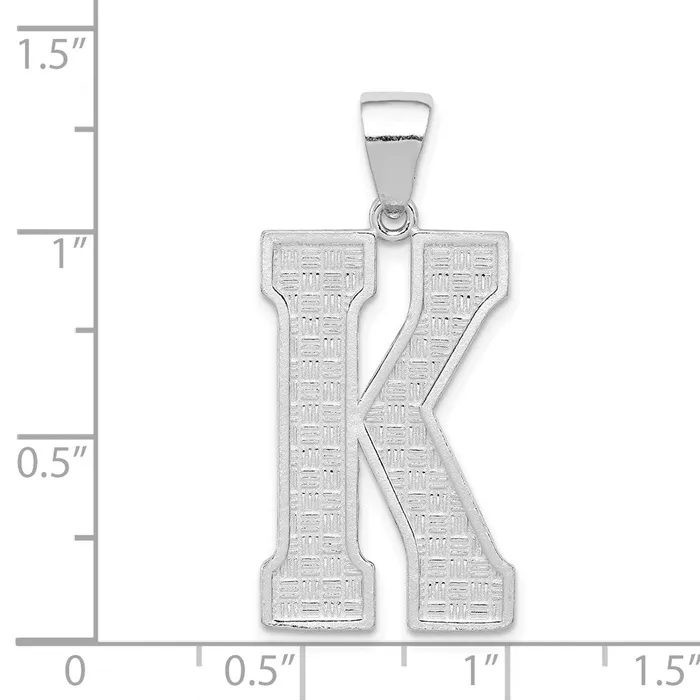Necklaces TreasureFineJewelers Sterling Silver Rhodiumplated Letter K Initial Pendant