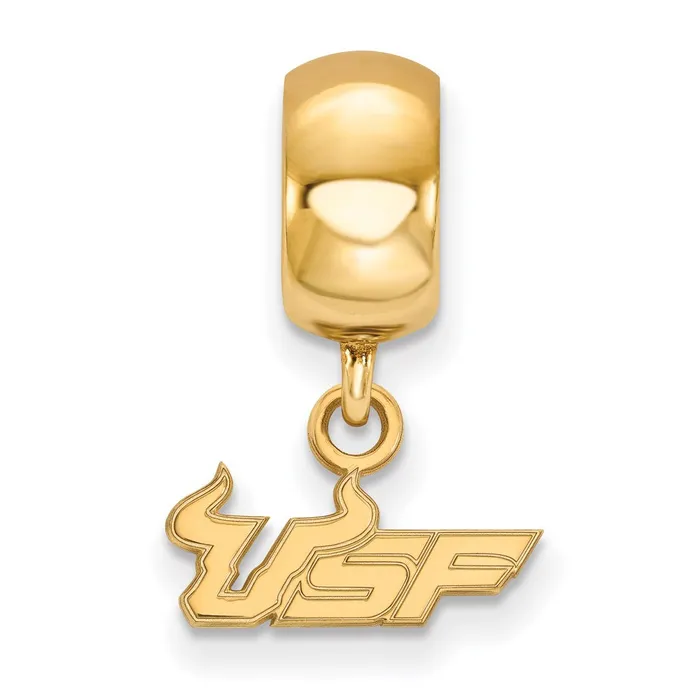 Rings TreasureFineJewelers Sterling Silver Goldplated LogoArt University of South Florida USF Extra Small Dangle Bead Charm