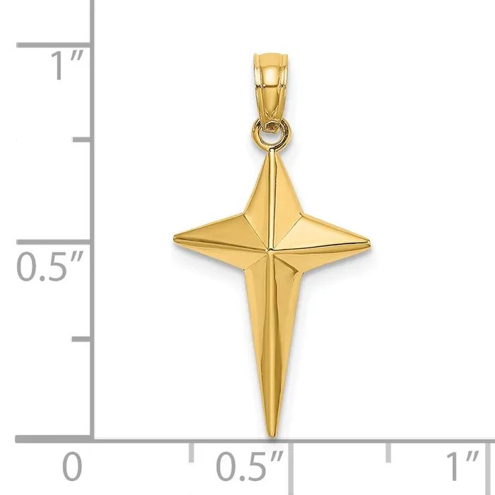 TreasureFineJewelers 14K 2D Polished Triangle Tipped Cross Charm Charm Necklaces
