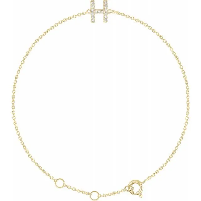 TreasureFineJewelers Bracelets 14K Yellow 06 CTW Diamond Initial H 67 Bracelet