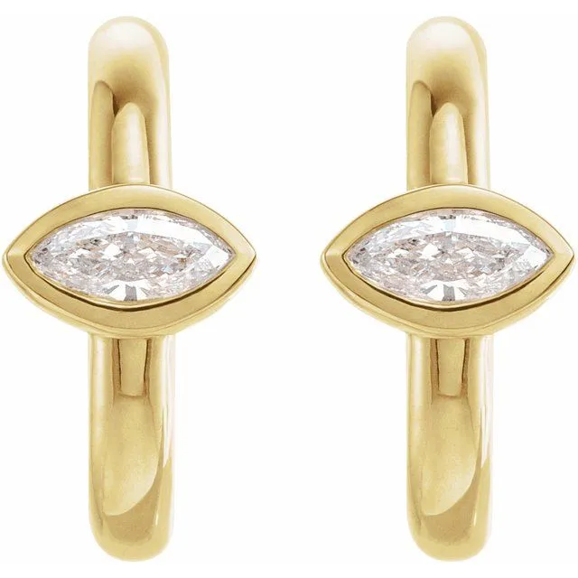 TreasureFineJewelers Earrings 14K Yellow Gold 18 CTW Natural Diamond Huggie Hoop Earrings