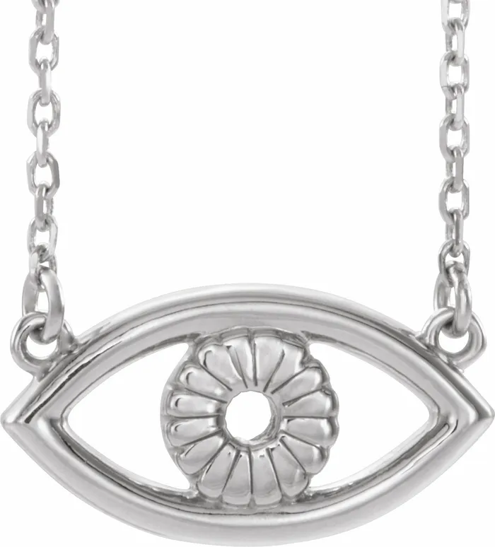 TreasureFineJewelers Necklaces Sterling Silver Evil Eye 18 Necklace