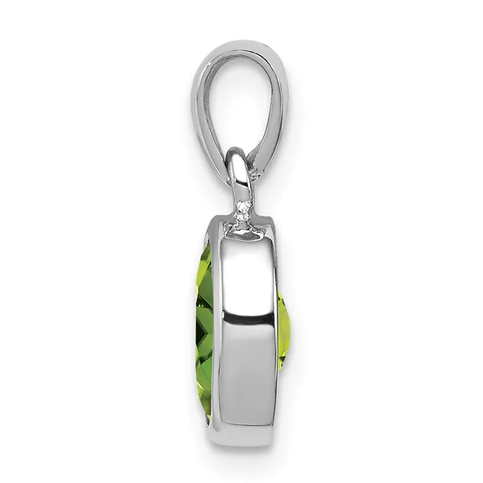 TreasureFineJewelers Necklaces Sterling Silver Rhodiumplated Peridot Pendant