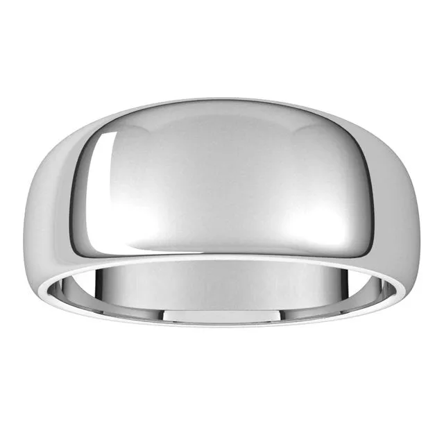 TreasureFineJewelers Rings 10K White Gold 8 mm Half Round Tapered Wedding Band