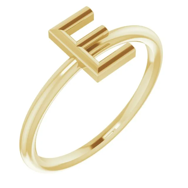 TreasureFineJewelers Rings 14K Yellow Initial E Ring