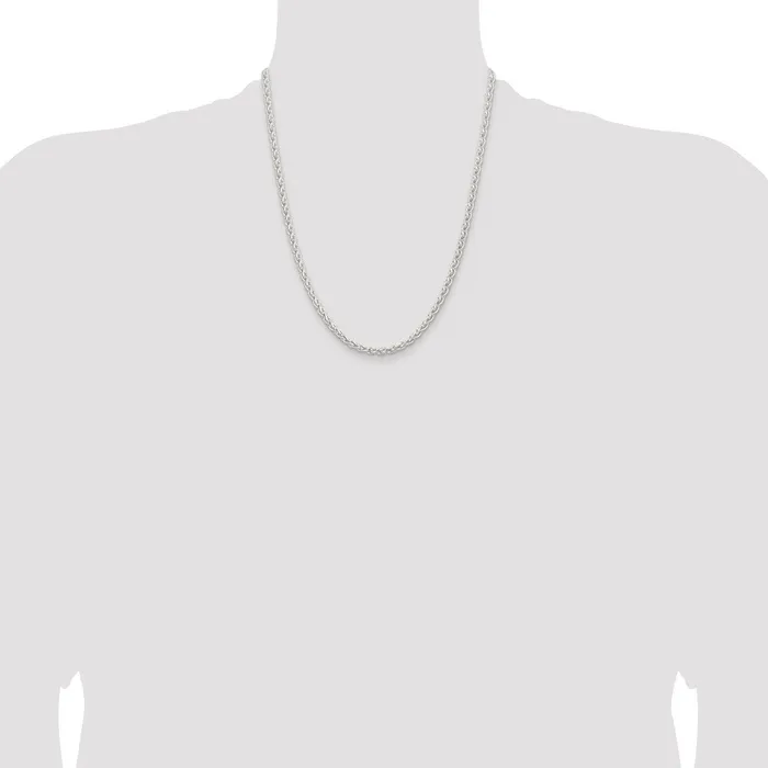 TreasureFineJewelers Rings Sterling Silver 37mm Round Spiga Chain