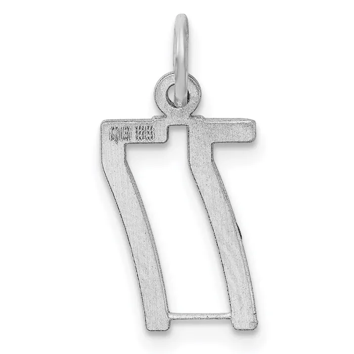 TreasureFineJewelers Rings Sterling SilverRhodiumplated Elongated Number 77 Charm