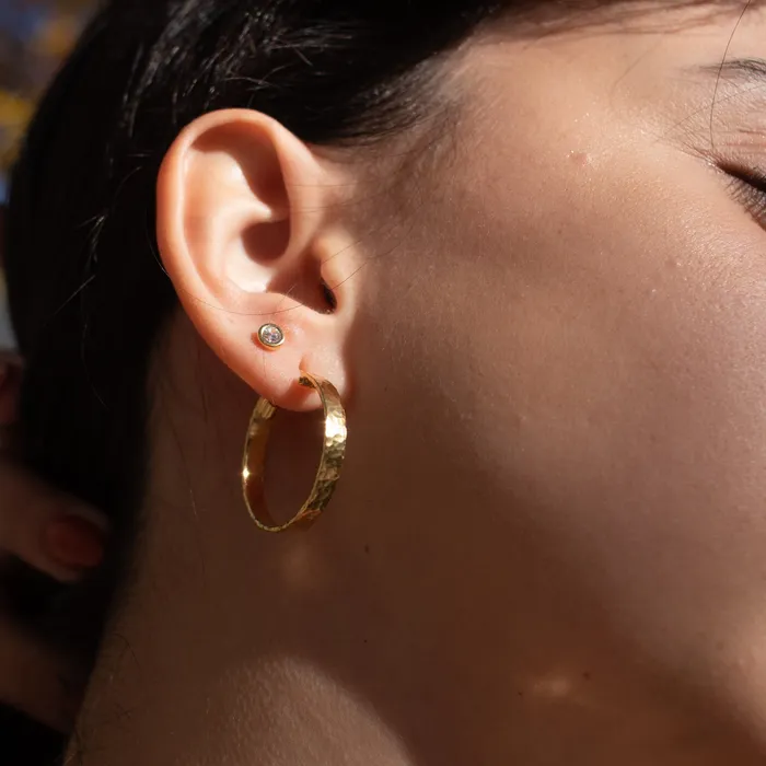 Tashi PreStyled Sets Gold Vermeil Hammered Squared Hoops
