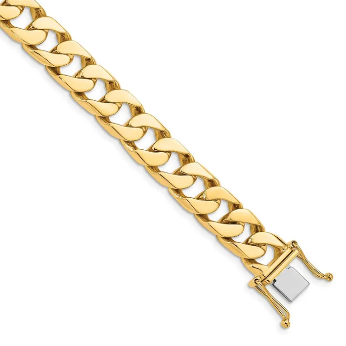 14K 106mm Handpolished Flat Beveled Curb Link BraceletWBCLK1348 WB Choice Jewelry Bracelets