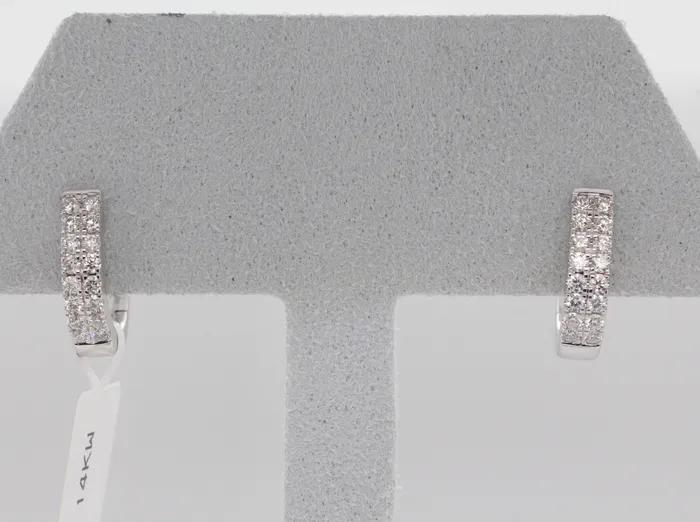 ARYAS COLLECTION INC Earrings 14KW 33 Cttw 2 Row Diamond Hoop Earrings