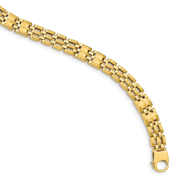 Bracelets WB Choice Jewelry 14k Satin and Polished Mens Link BraceletWBCGB26385