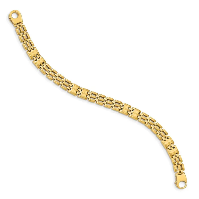 Bracelets WB Choice Jewelry 14k Satin and Polished Mens Link BraceletWBCGB26385