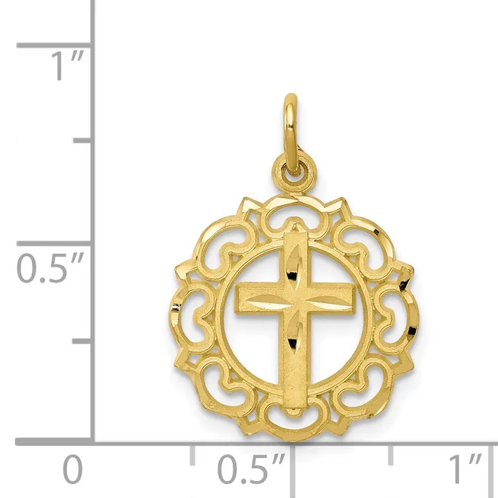 Charm Necklaces WB Choice Jewelry 10K Cross In Frame CharmWBC10C297 Charm Necklaces WB Choice Jewelry 10K Cross In Frame CharmWBC10C297