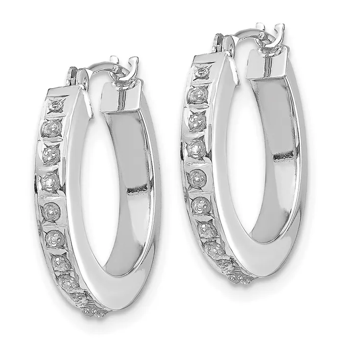 Earrings WB Choice Jewelry 14k White Gold Diamond Fascination Round Hinged Hoop EarringsWBCDF227 Earrings WB Choice Jewelry 14k White Gold Diamond Fascination Round Hinged Hoop EarringsWBCDF227