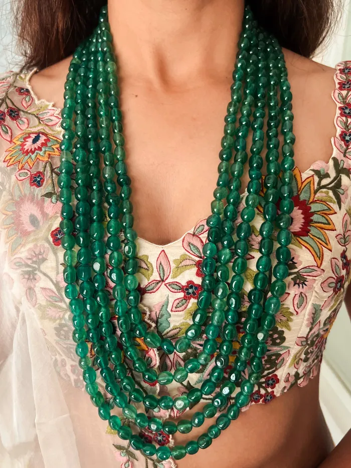 PRERTO ECOMMERCE PRIVATE LIMITED Necklaces 5 Layered Emerald Necklace