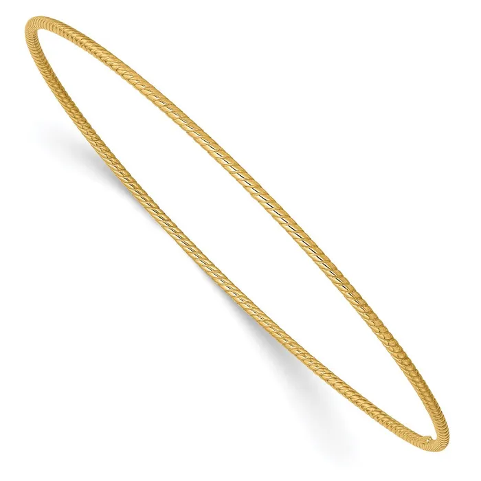 WB Choice Jewelry Bracelets 14k 15mm Textured Slipon Bangle BraceletWBCDB541